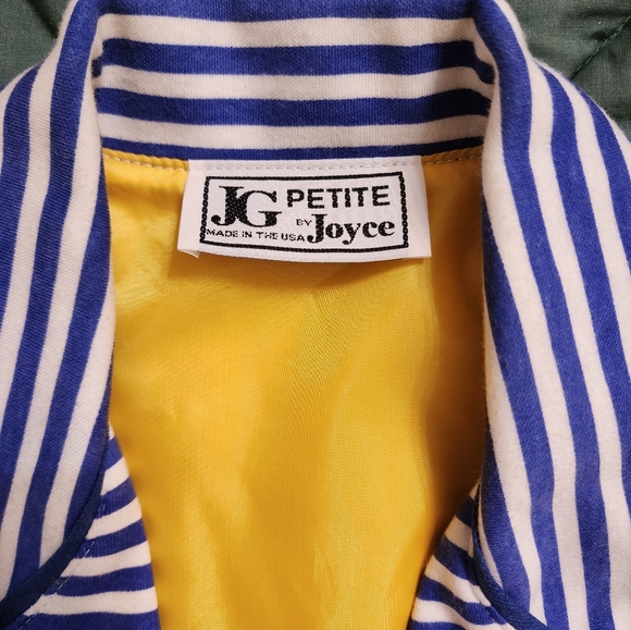 Joyce USA Jacket Vintage Full Zip Bomber YELLOW NAVY STRIPE small - Picture 7 of 9